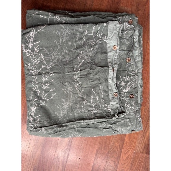 3 PC Duvet Cover Set KING Cotton Jacquard Green Floral Thin Branch Bedding - Picture 2 of 8